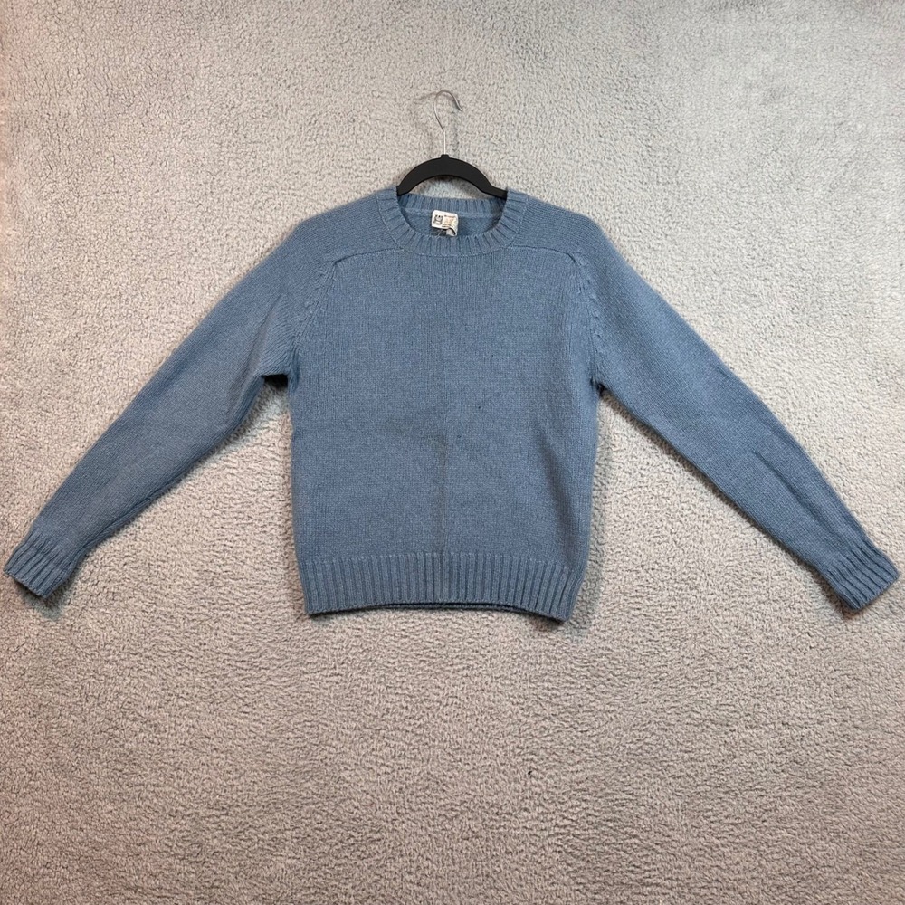 ASTON 100% Shetland New Wool Sweater Blue Hand Framed Knitted Size 34 US‎ Size S